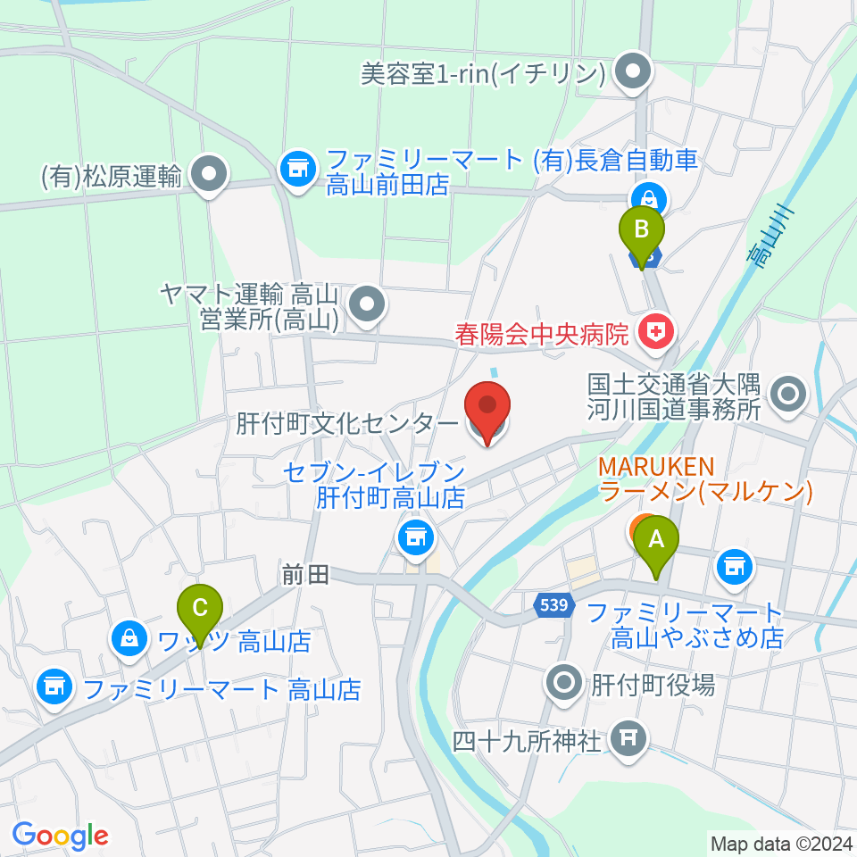 肝付町文化センター周辺のカフェ一覧地図