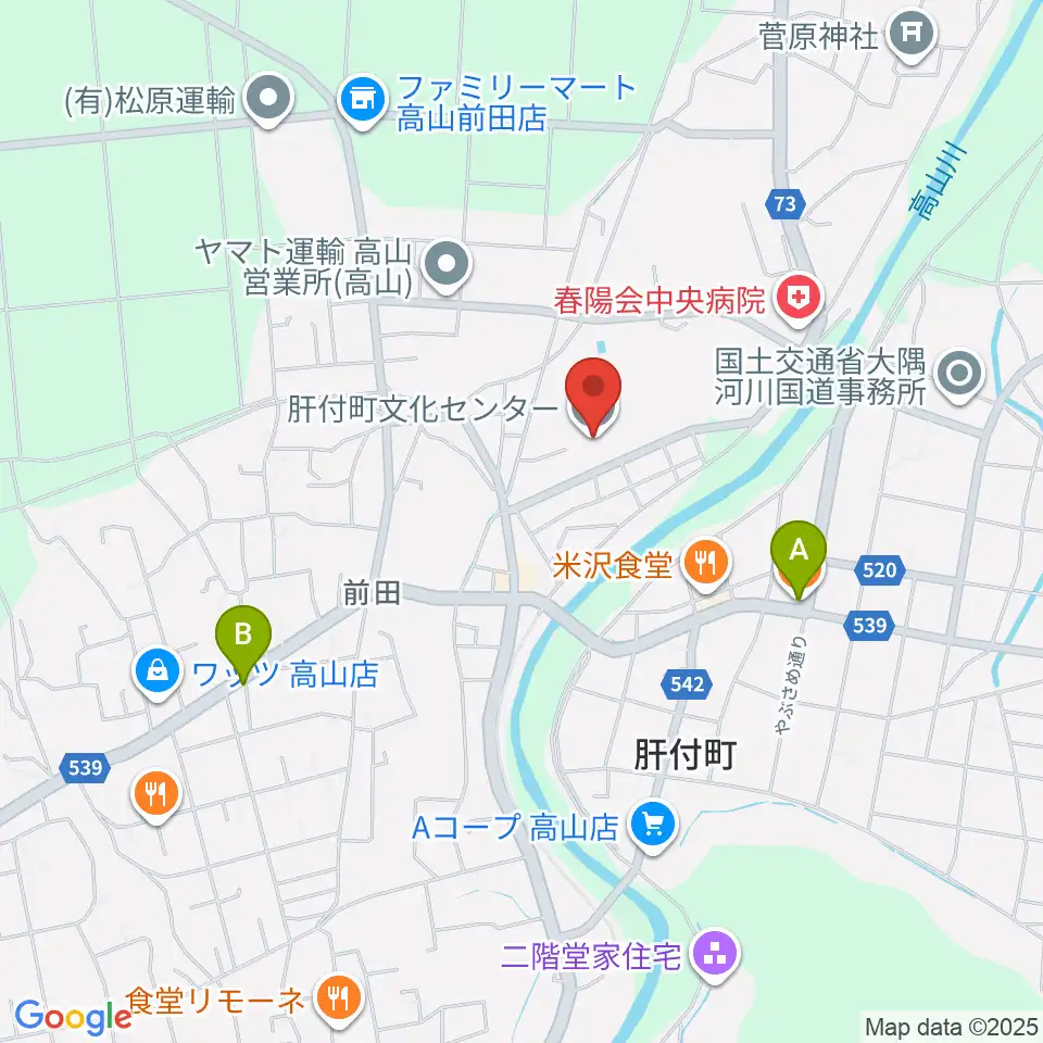 肝付町文化センター周辺のカフェ一覧地図