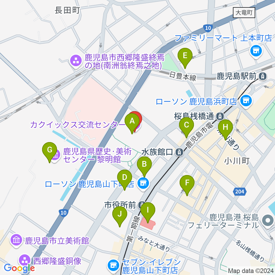 カクイックス交流センター周辺のカフェ一覧地図