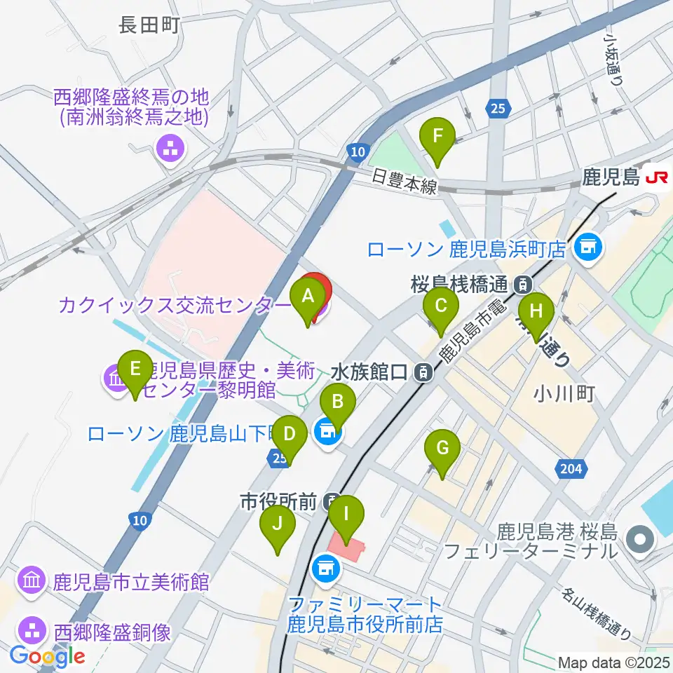 カクイックス交流センター周辺のカフェ一覧地図