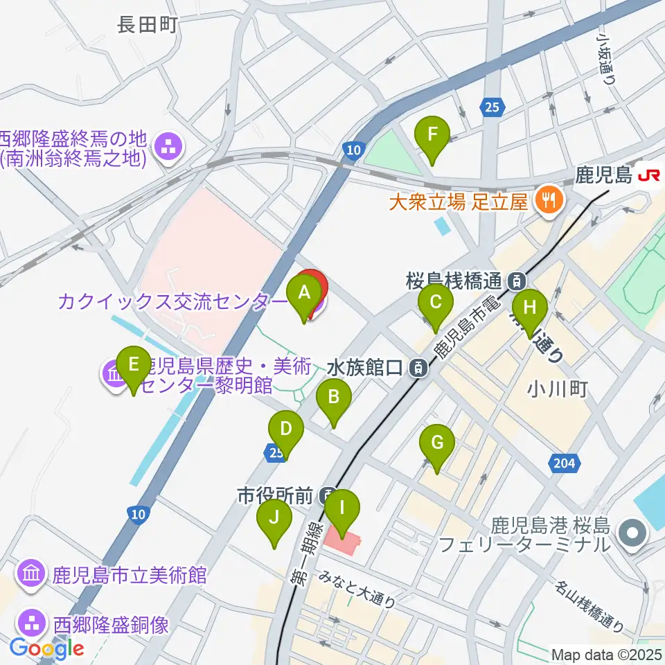 カクイックス交流センター周辺のカフェ一覧地図