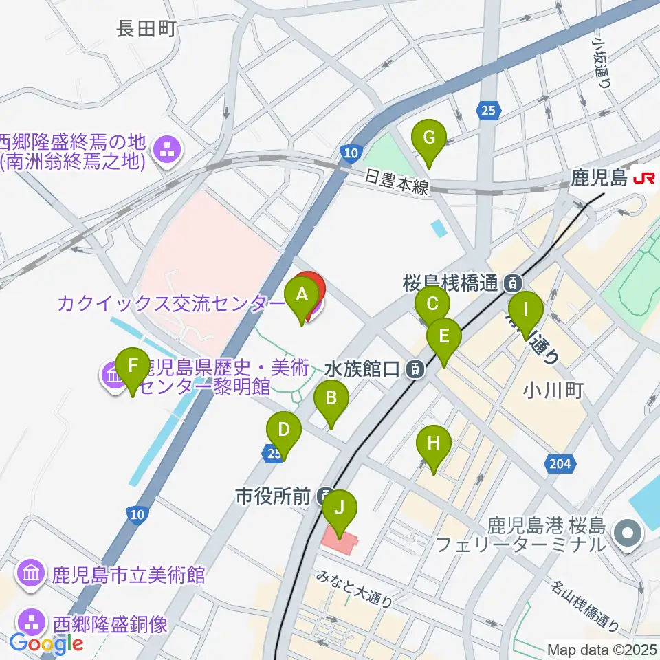 カクイックス交流センター周辺のカフェ一覧地図
