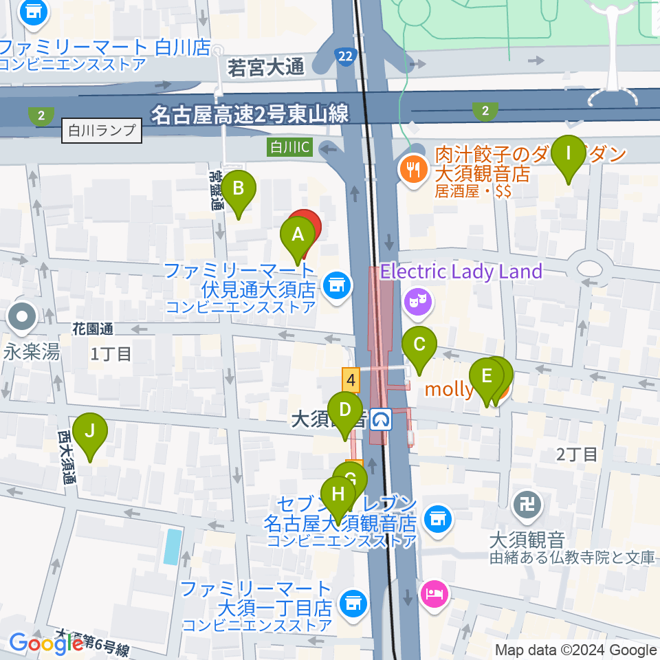 名古屋インターナショナルレジェンドホール周辺のカフェ一覧地図