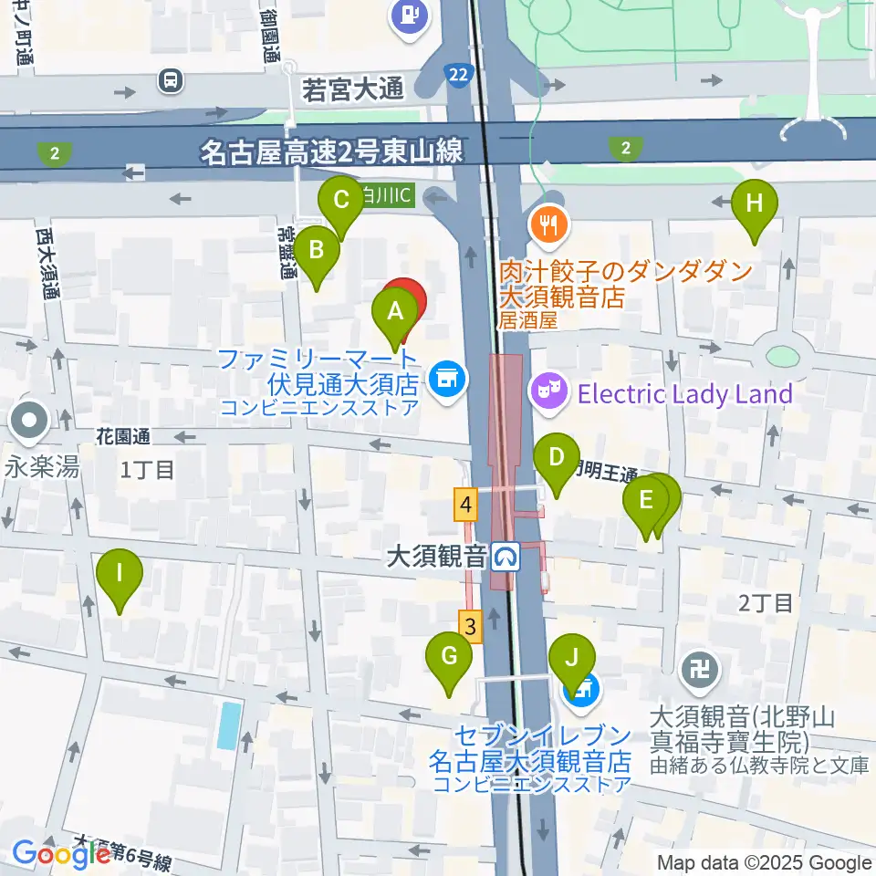 名古屋インターナショナルレジェンドホール周辺のカフェ一覧地図