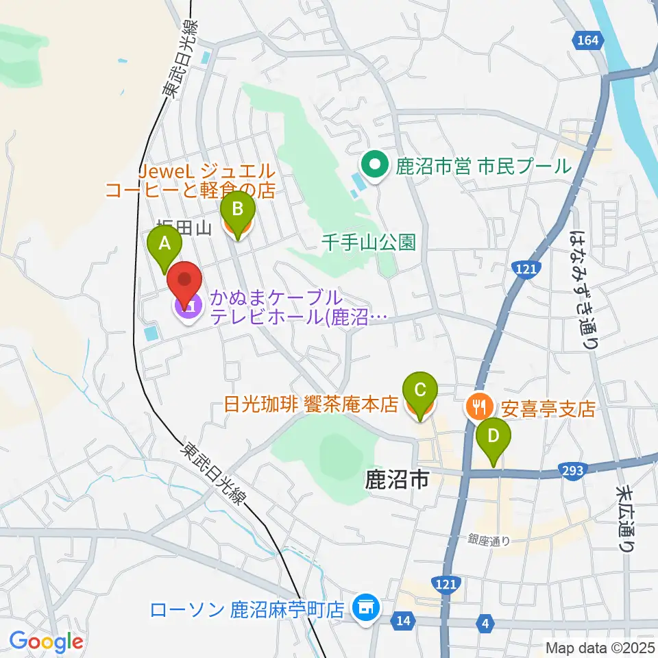 かぬまケーブルテレビホール周辺のカフェ一覧地図
