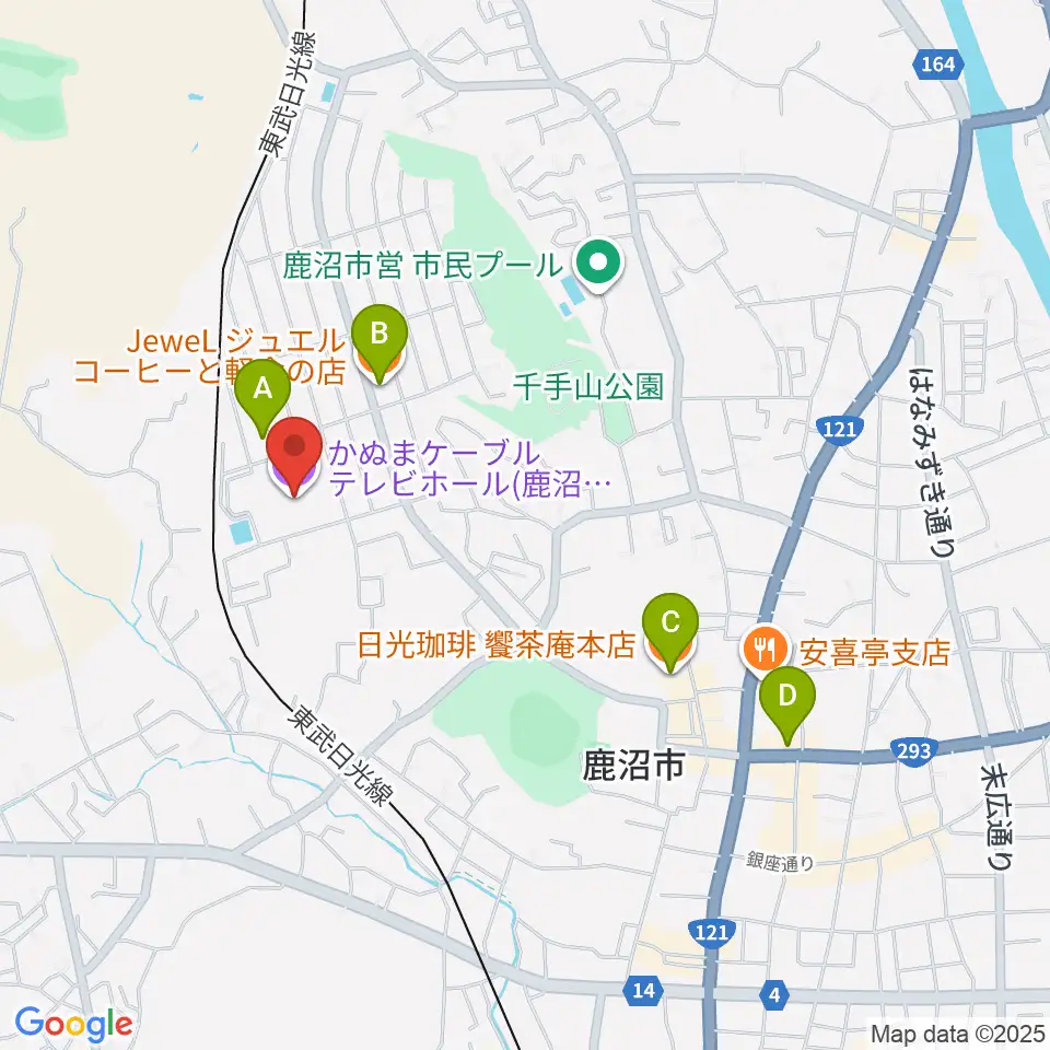 かぬまケーブルテレビホール周辺のカフェ一覧地図
