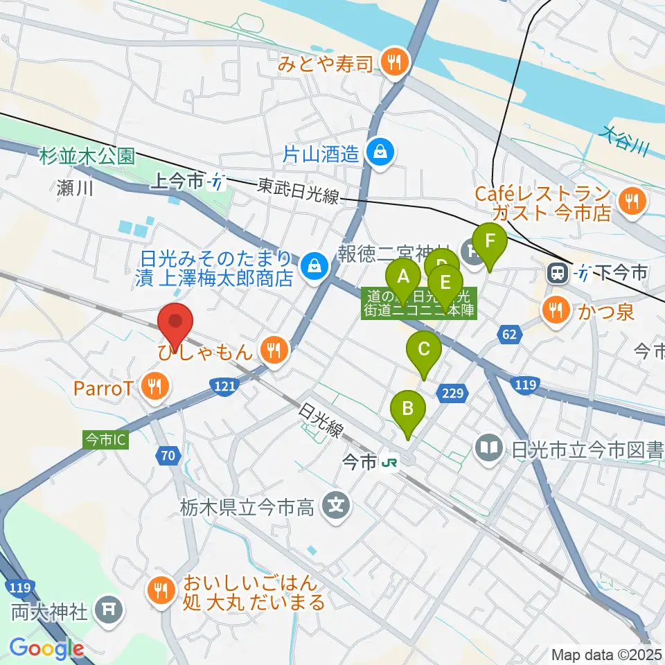 日光市今市文化会館周辺のカフェ一覧地図