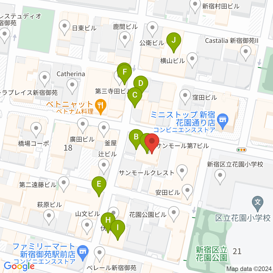 御苑ROSSO198周辺のカフェ一覧地図