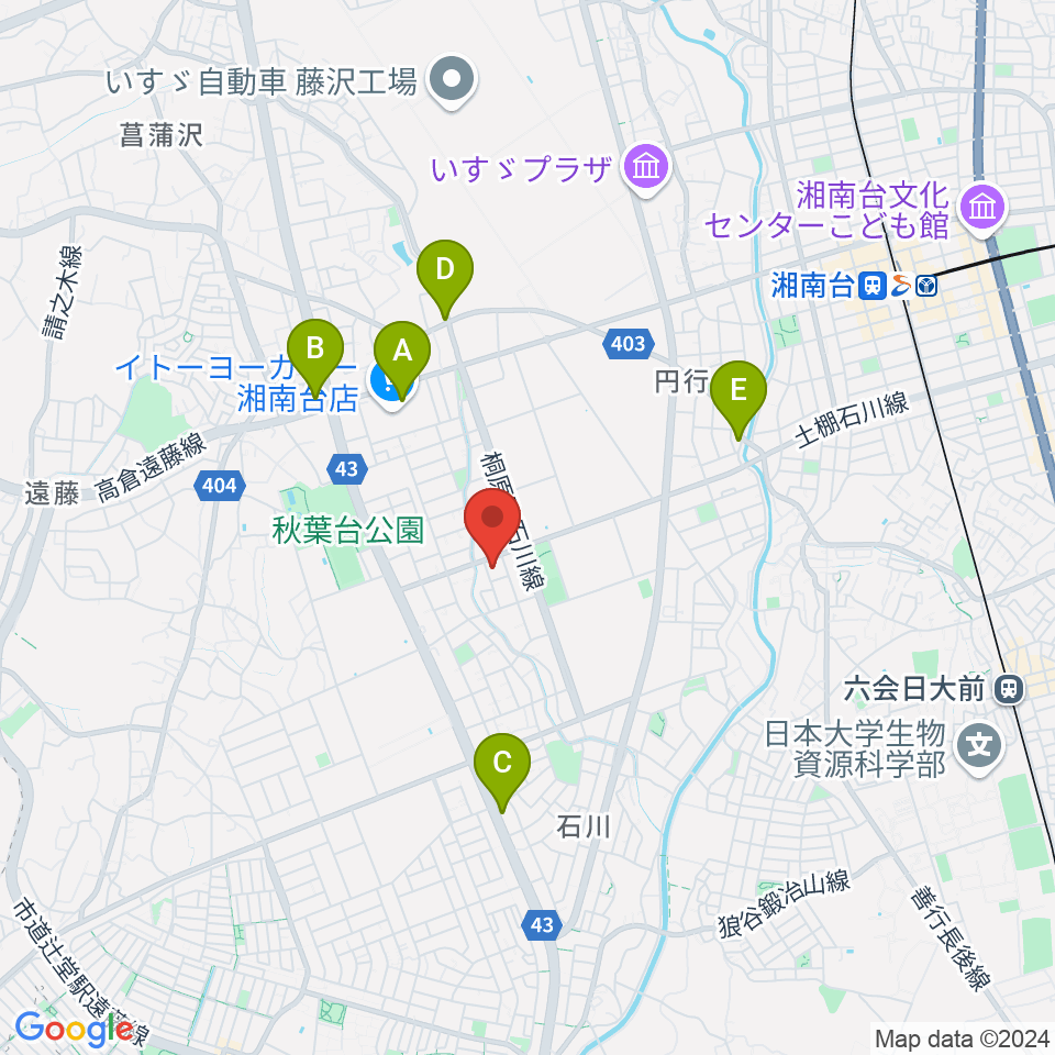 富士楽器 湘南台ショールーム周辺のカフェ一覧地図