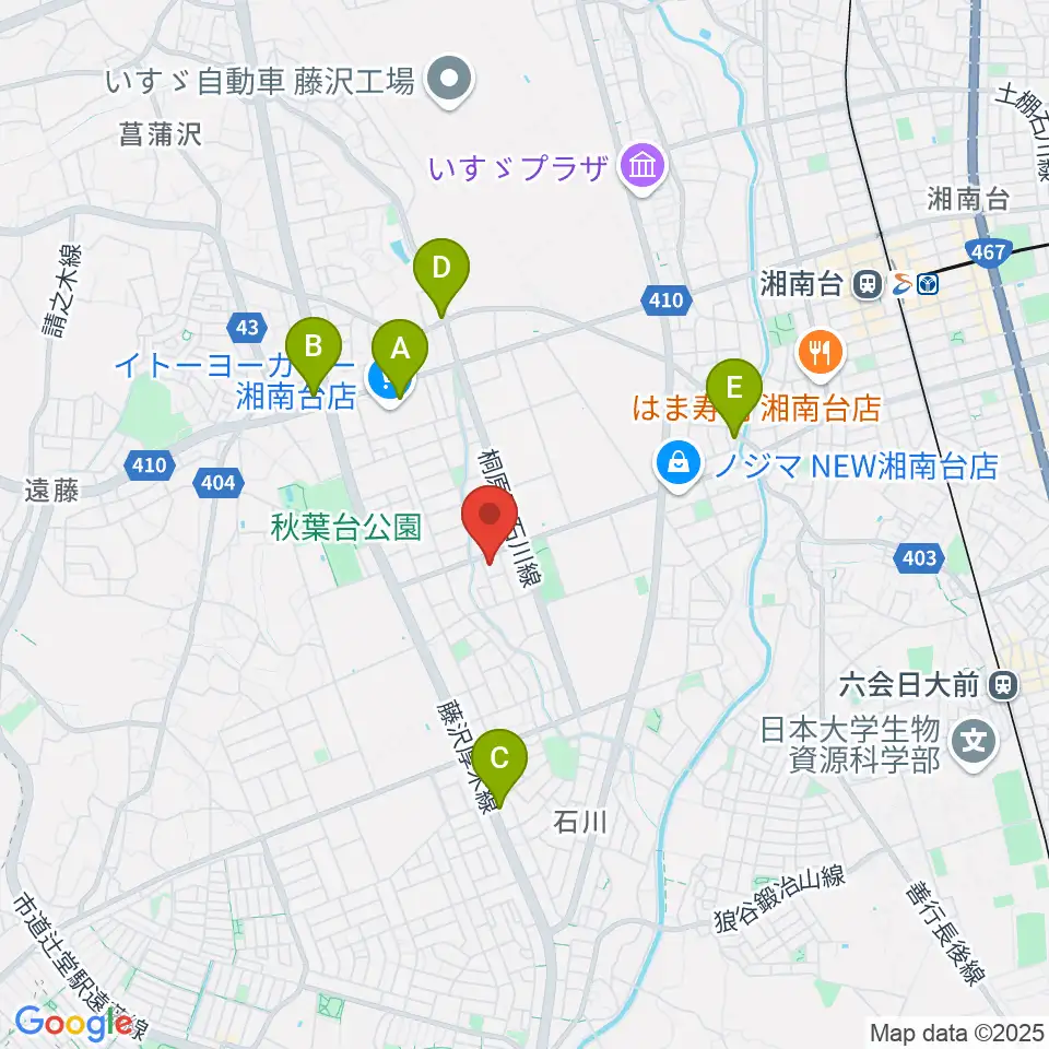富士楽器 湘南台ショールーム周辺のカフェ一覧地図