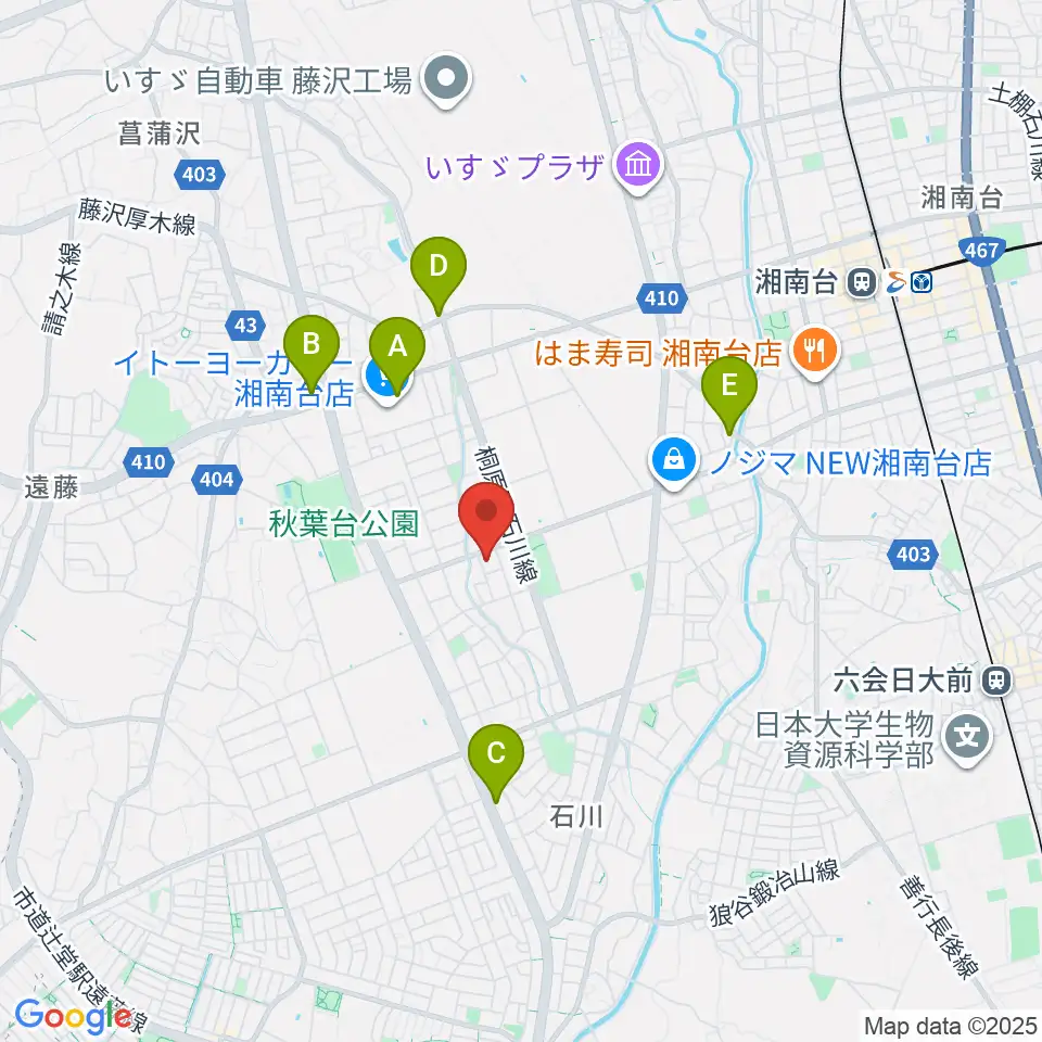 富士楽器 湘南台ショールーム周辺のカフェ一覧地図