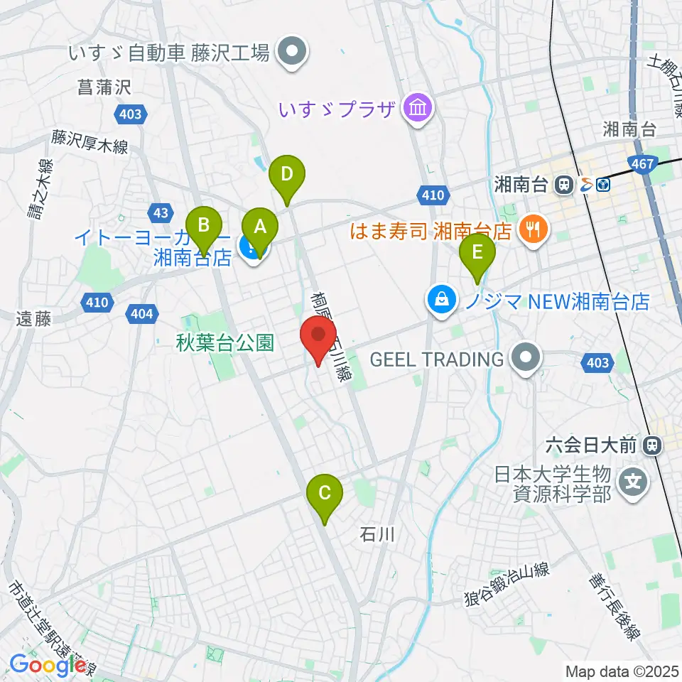 富士楽器 湘南台ショールーム周辺のカフェ一覧地図