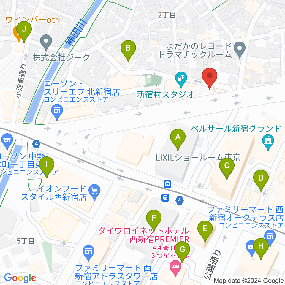 新宿村LIVE周辺のカフェ一覧地図