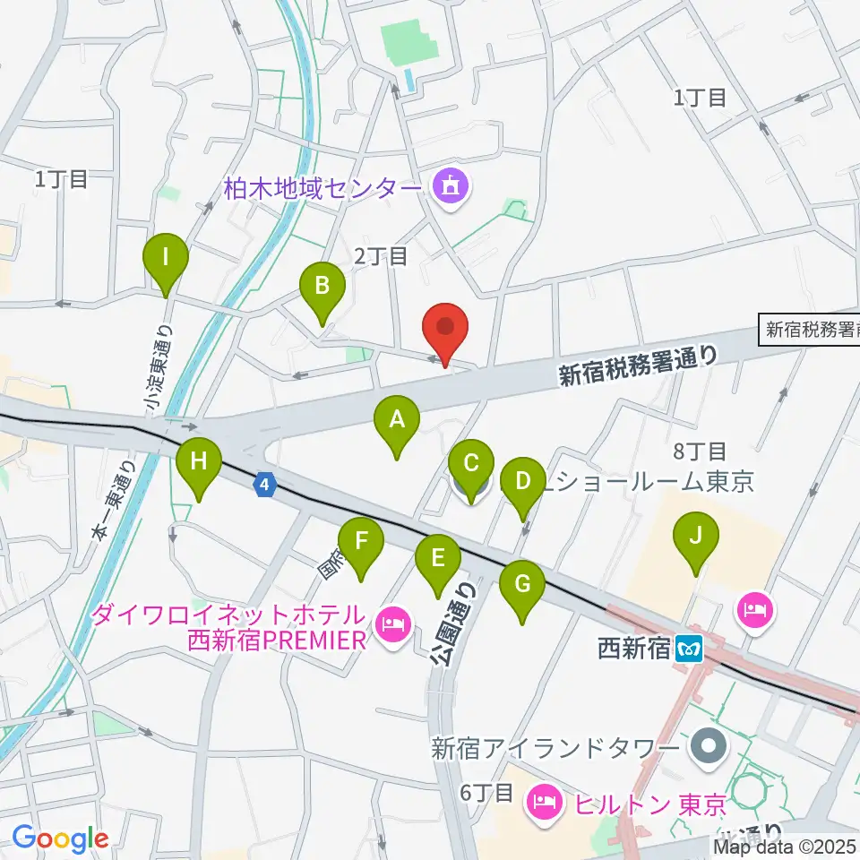 新宿村LIVE周辺のカフェ一覧地図