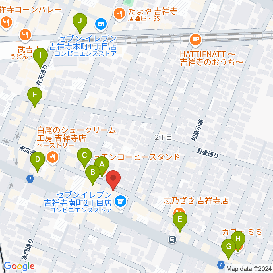 スタジオ壱之助周辺のカフェ一覧地図