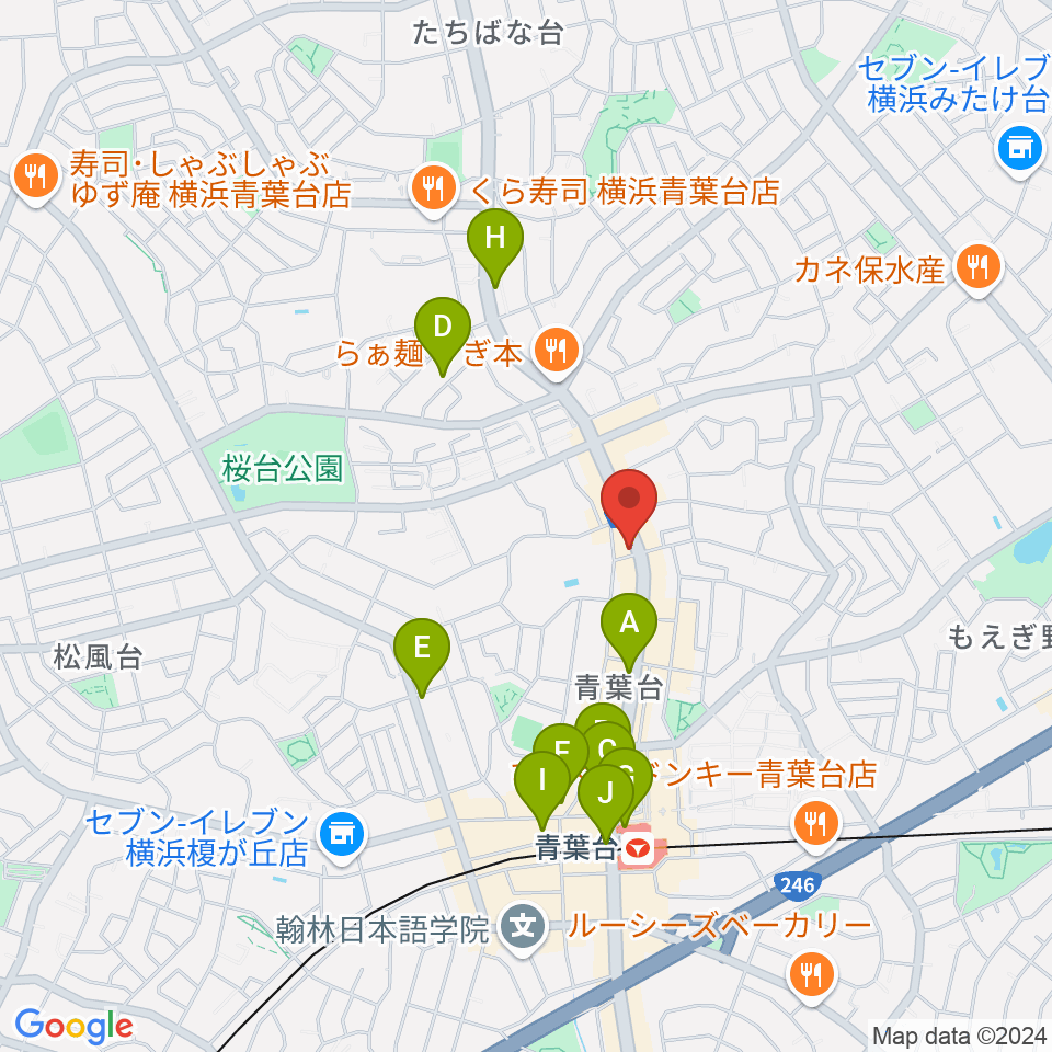 Tomo音楽教室周辺のカフェ一覧地図