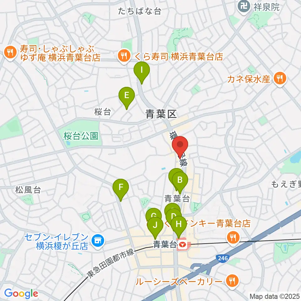 Tomo音楽教室周辺のカフェ一覧地図