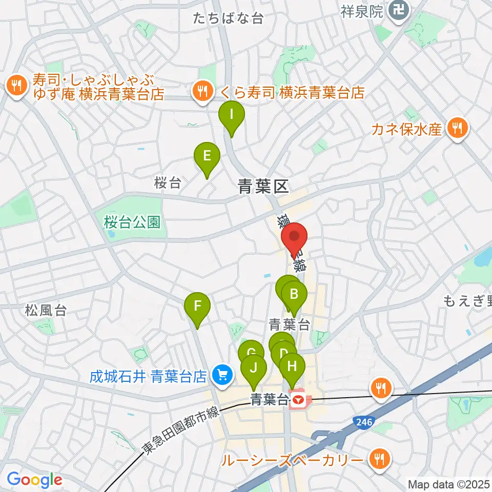 Tomo音楽教室周辺のカフェ一覧地図