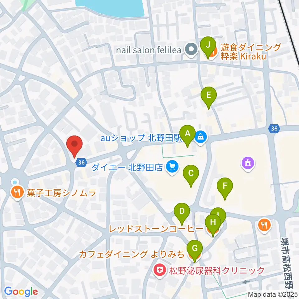 エレガントアカデミー周辺のカフェ一覧地図