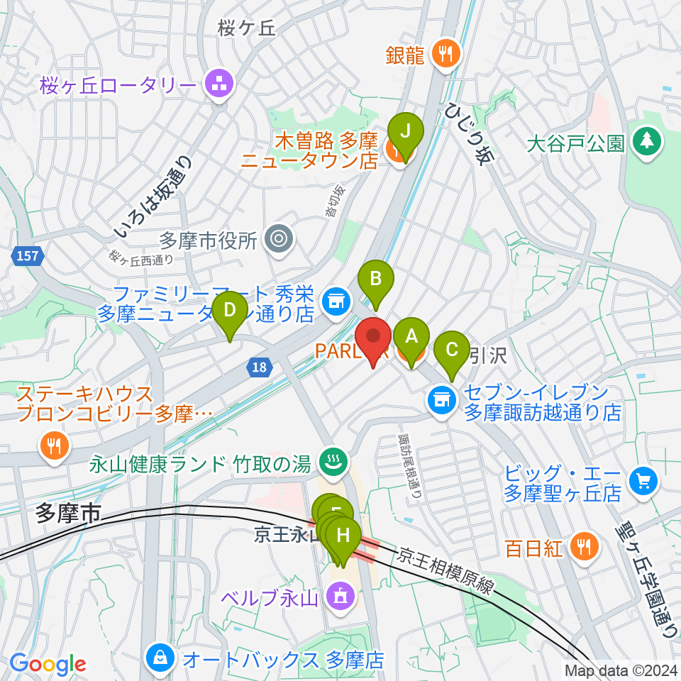 飯塚楽器工房周辺のカフェ一覧地図