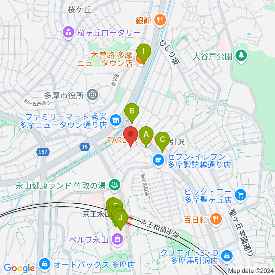 飯塚楽器工房周辺のカフェ一覧地図