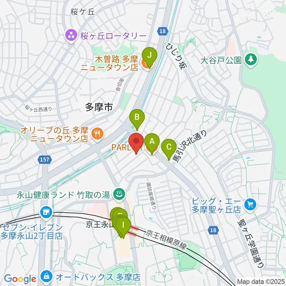 飯塚楽器工房周辺のカフェ一覧地図