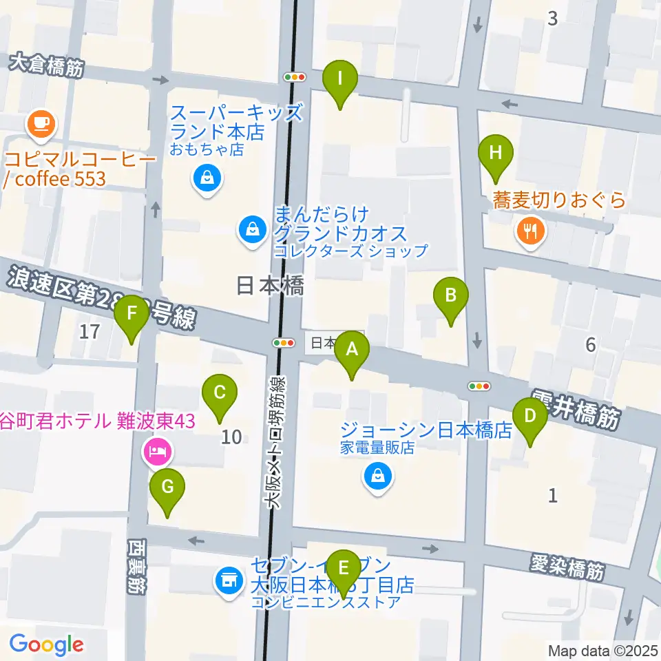 サウンドノート大阪・フェアリーテイルズ大阪周辺のカフェ一覧地図
