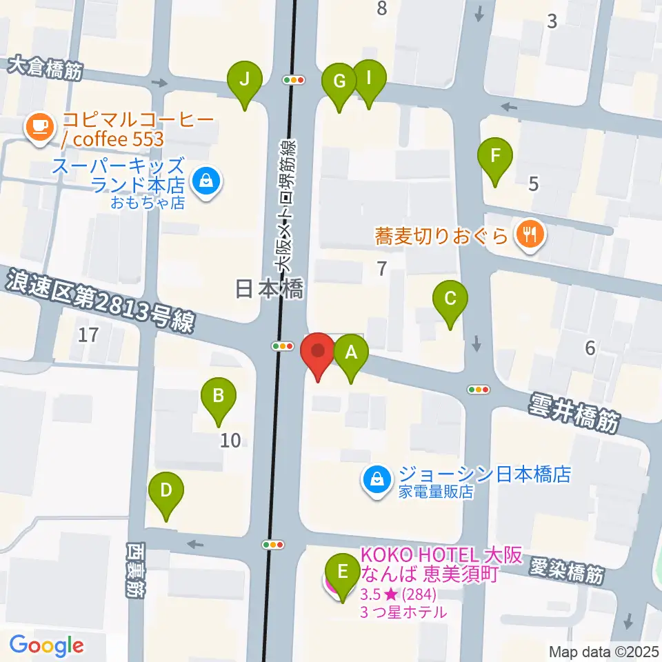 サウンドノート大阪周辺のカフェ一覧地図
