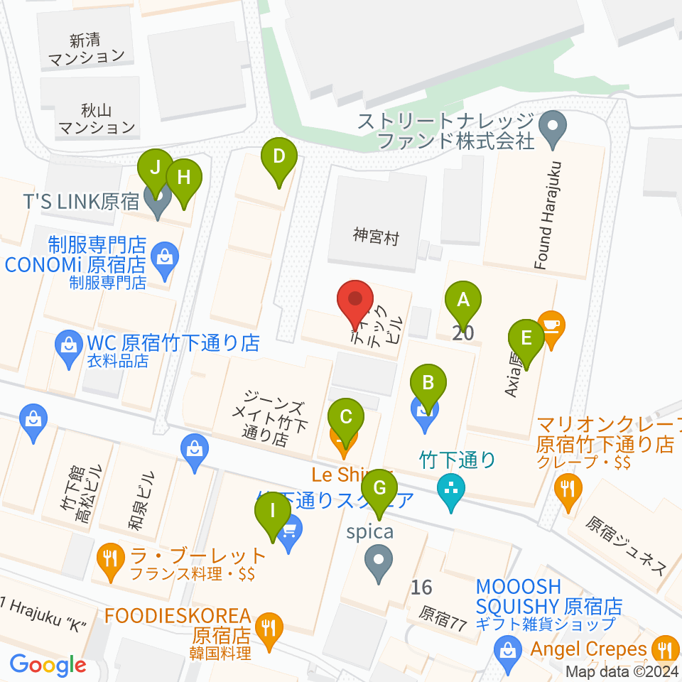 原宿ストロボカフェ周辺のカフェ一覧地図