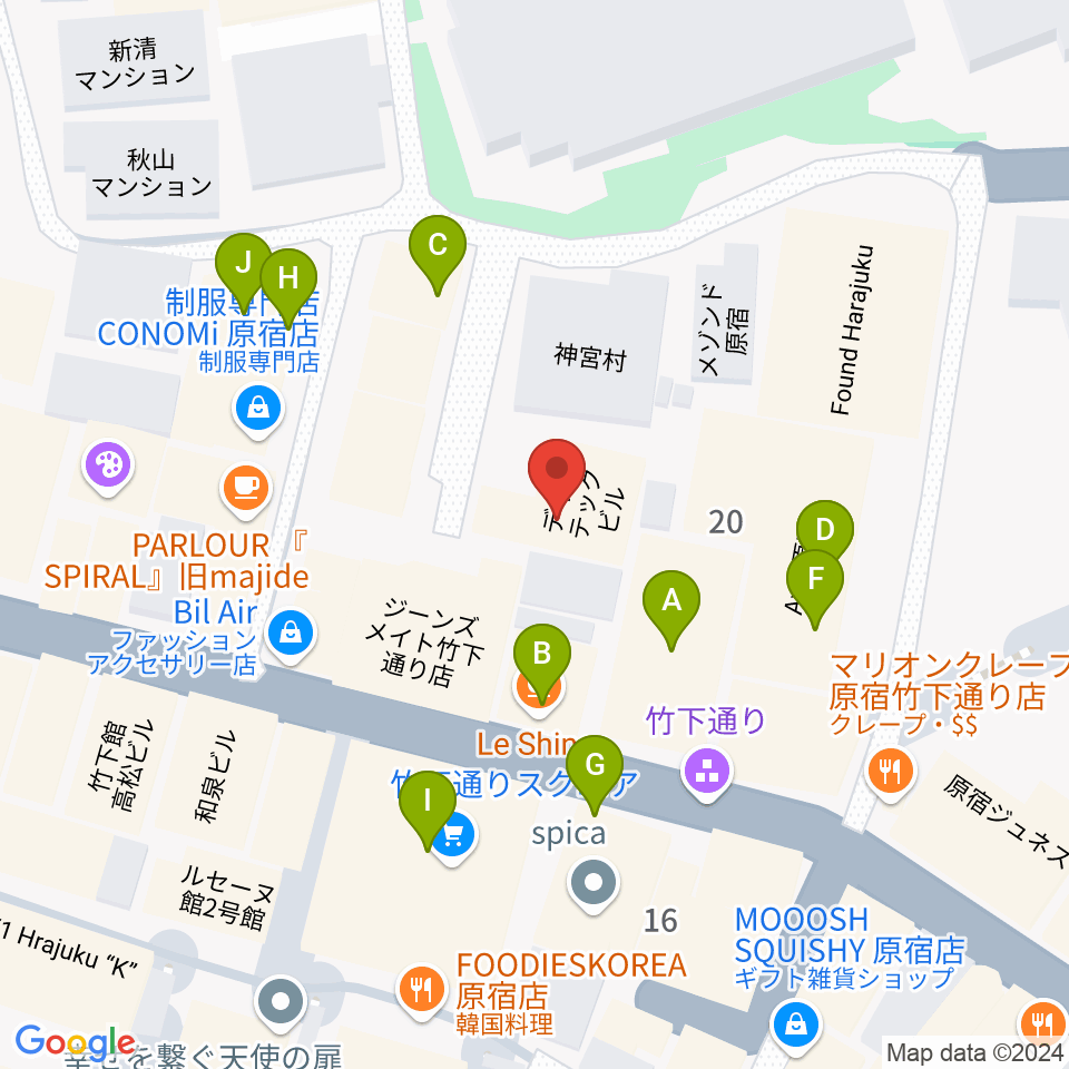 原宿ストロボカフェ周辺のカフェ一覧地図