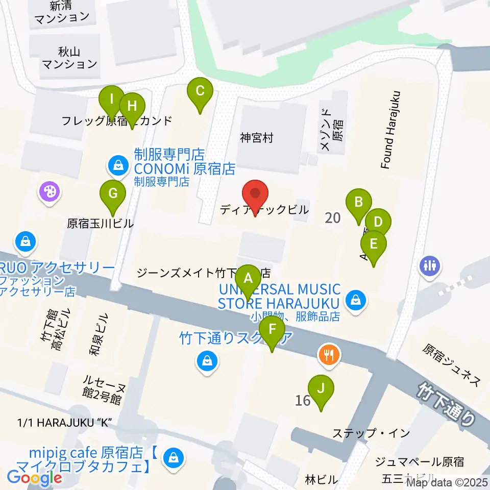 原宿ストロボカフェ周辺のカフェ一覧地図