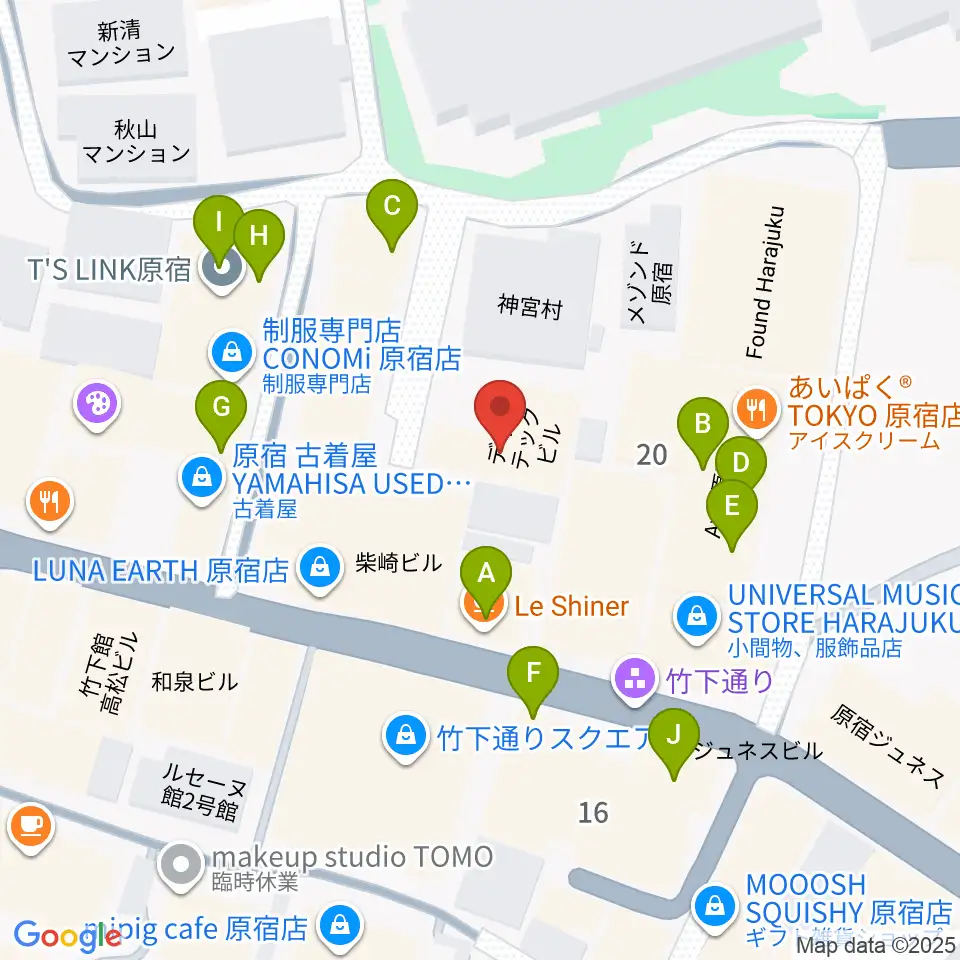 原宿ストロボカフェ周辺のカフェ一覧地図