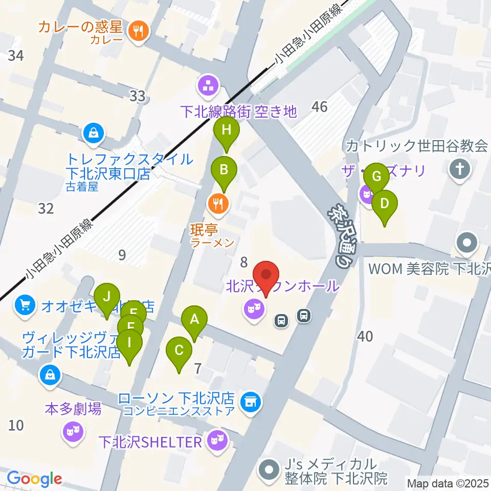 小劇場B1周辺のカフェ一覧地図