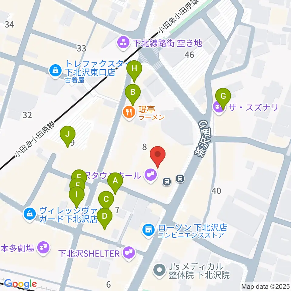小劇場B1周辺のカフェ一覧地図