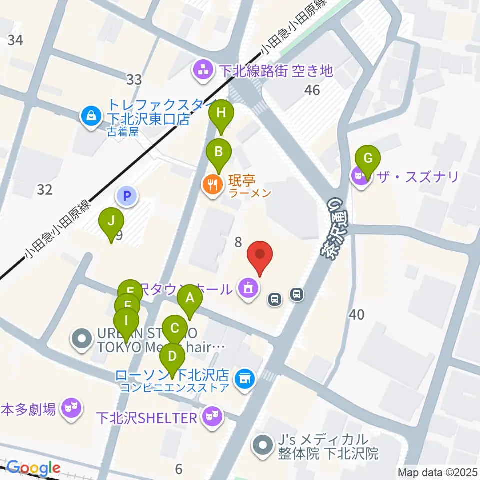 小劇場B1周辺のカフェ一覧地図