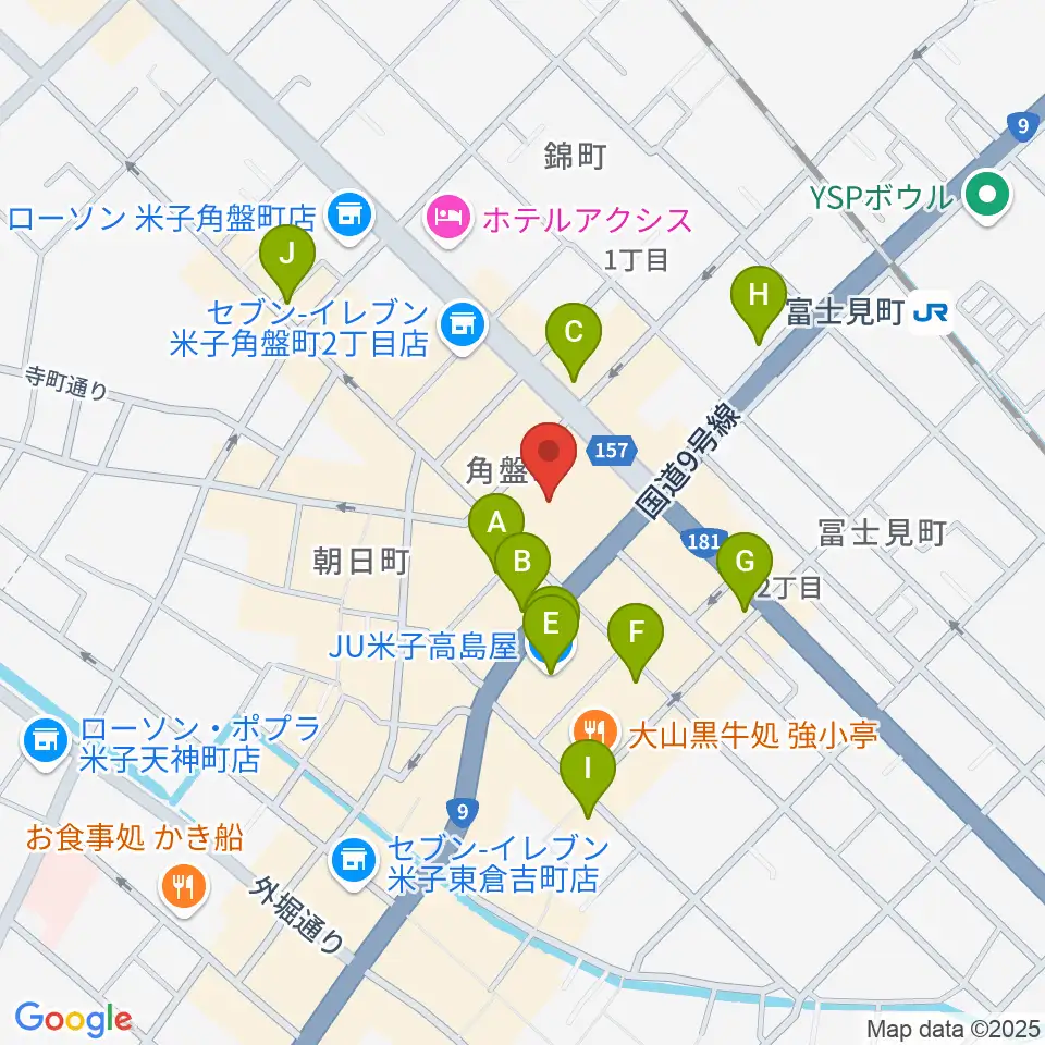 米子市公会堂周辺のカフェ一覧地図