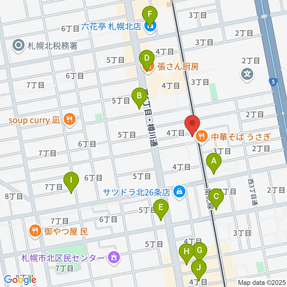 ムジークスタジオ周辺のカフェ一覧地図