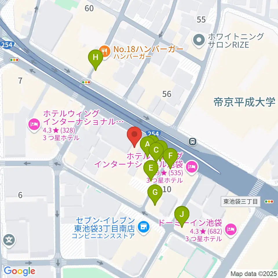 コアミュージックスクール 池袋校周辺のカフェ一覧地図