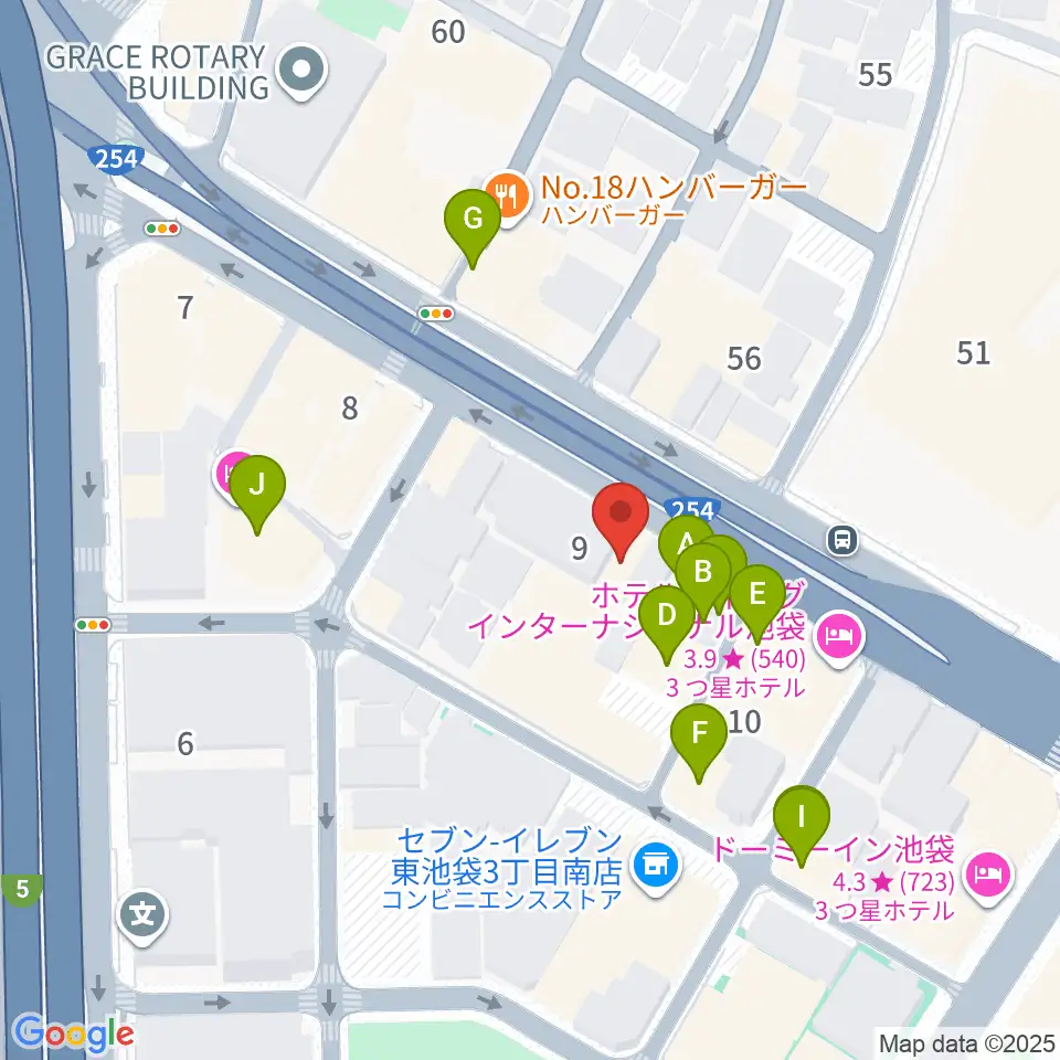 コアミュージックスクール 池袋校周辺のカフェ一覧地図