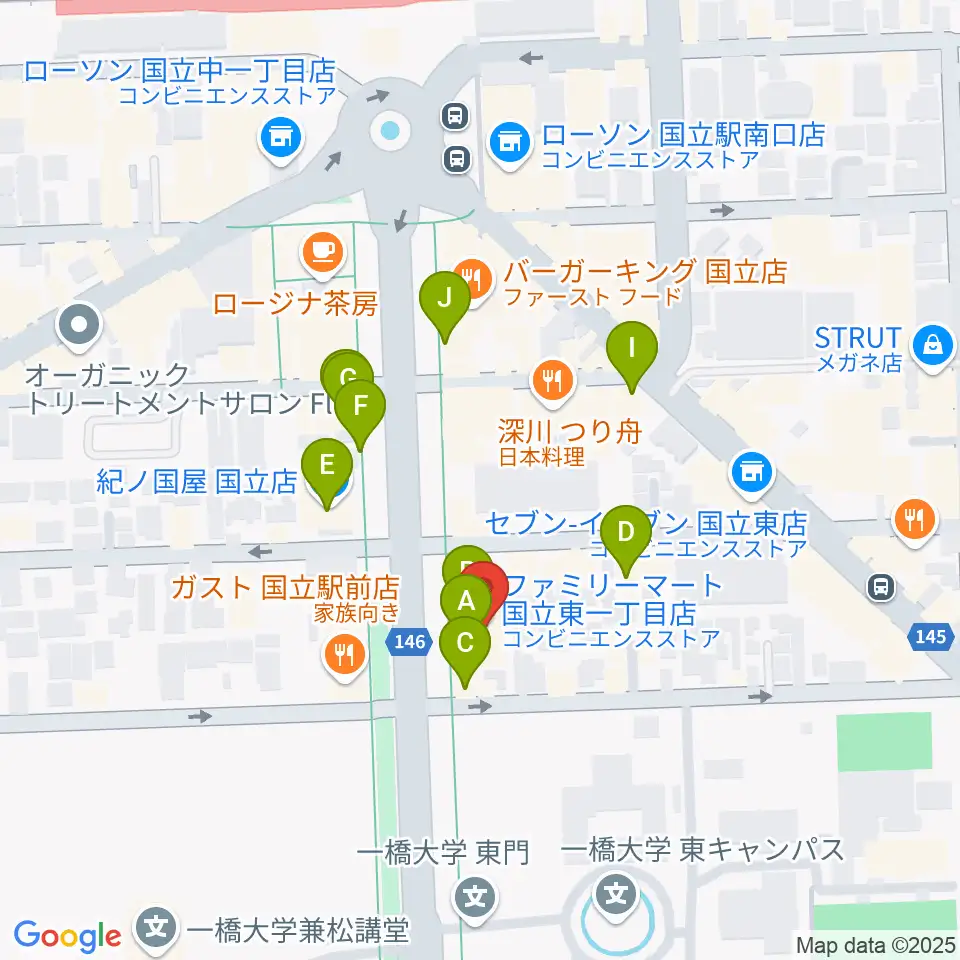 音楽の森.K周辺のカフェ一覧地図
