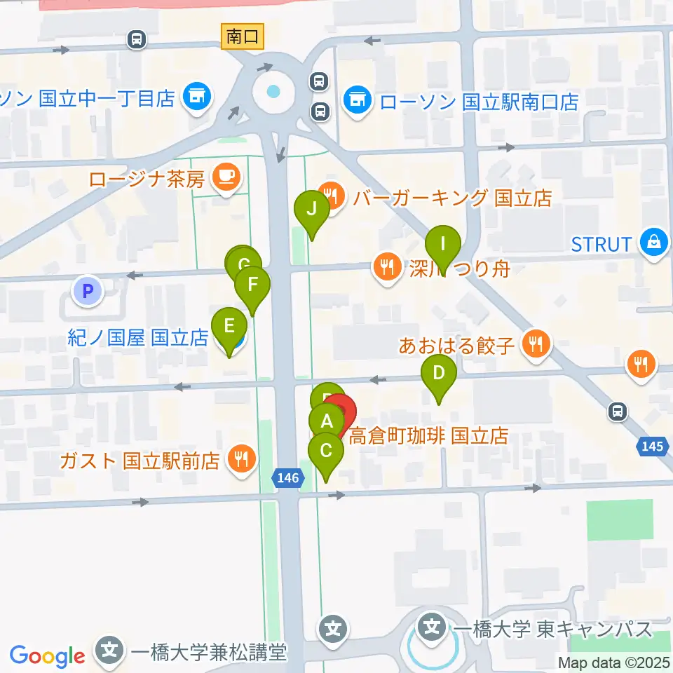 音楽の森.K周辺のカフェ一覧地図