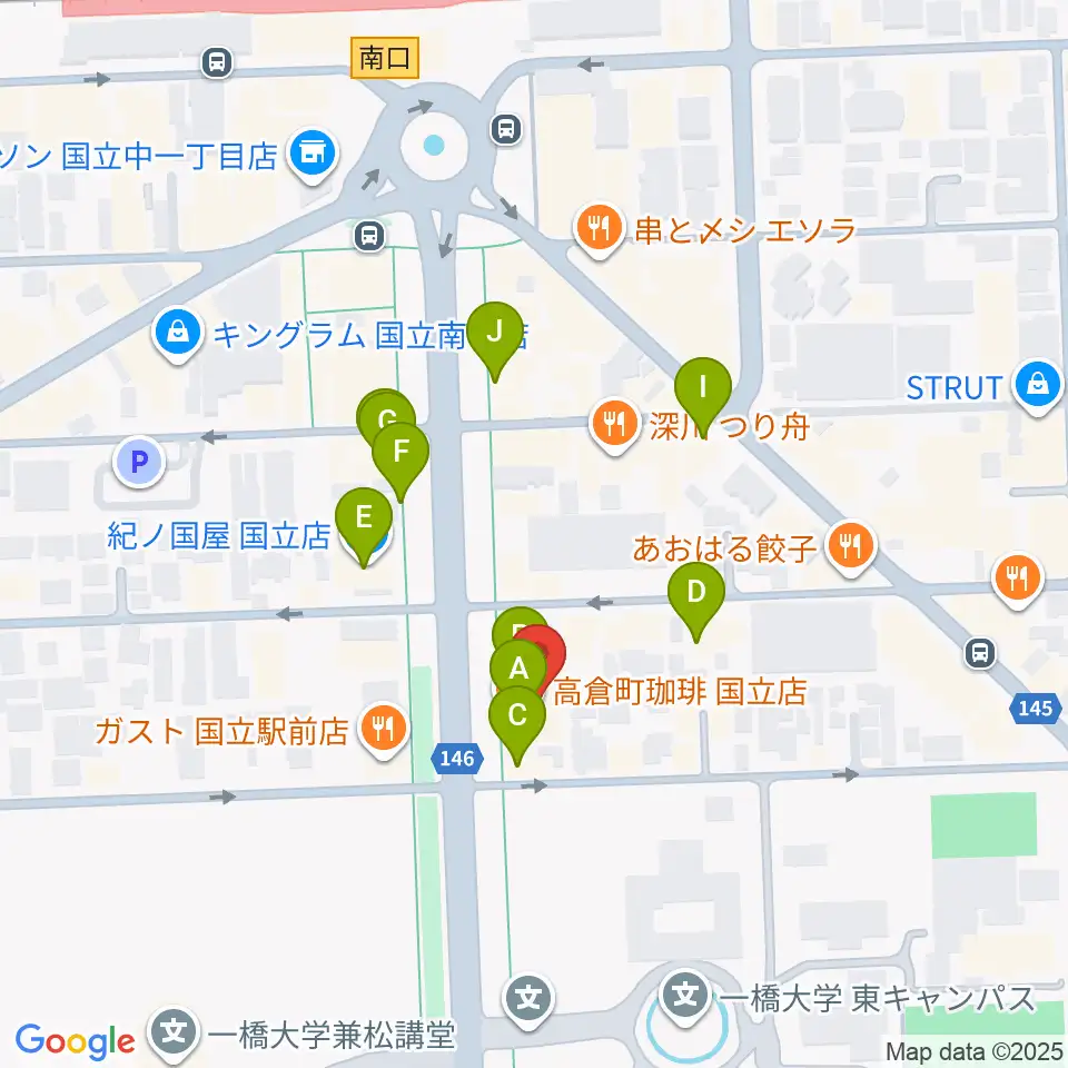 音楽の森.K周辺のカフェ一覧地図