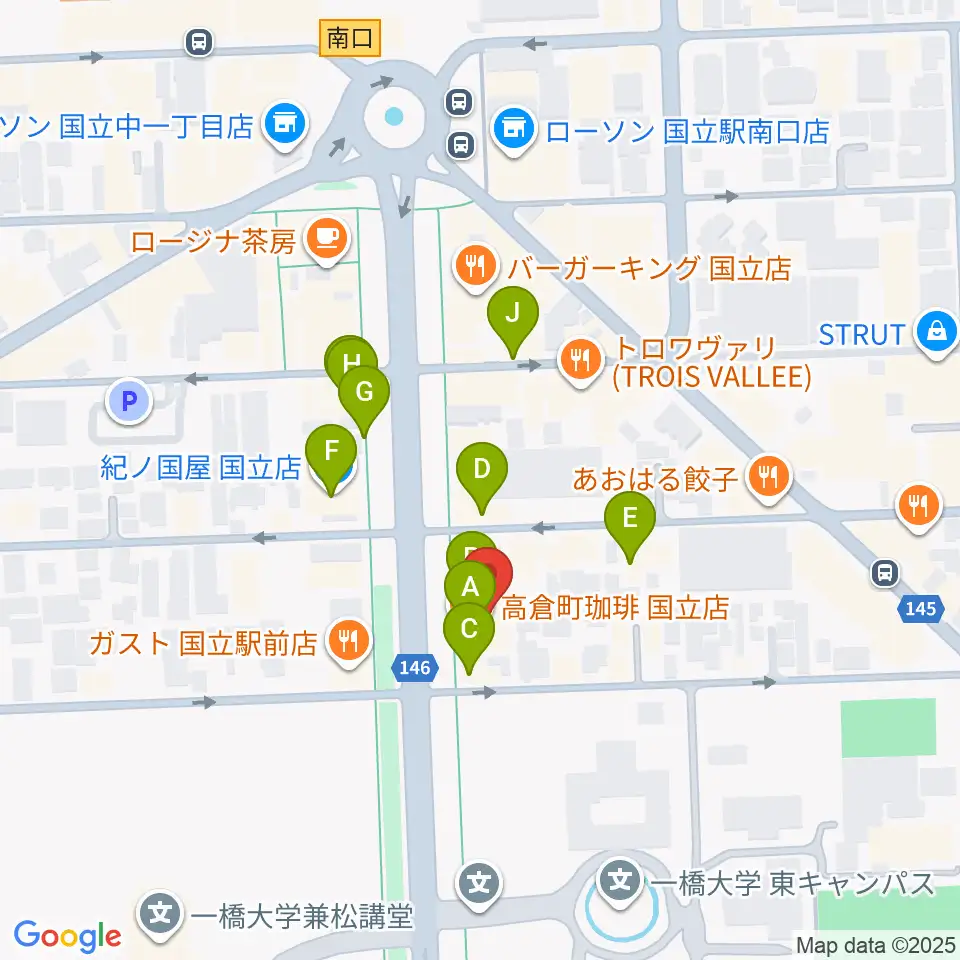 音楽の森.K周辺のカフェ一覧地図