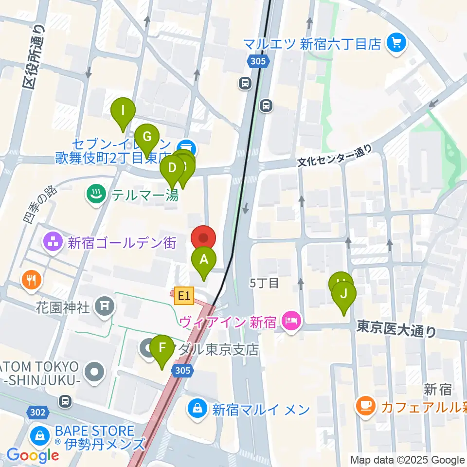 ヒルバレースタジオ周辺のカフェ一覧地図