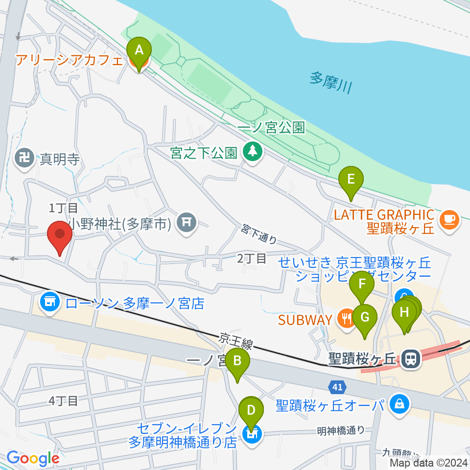 バグパイプ販売店 Dスロー周辺のカフェ一覧地図