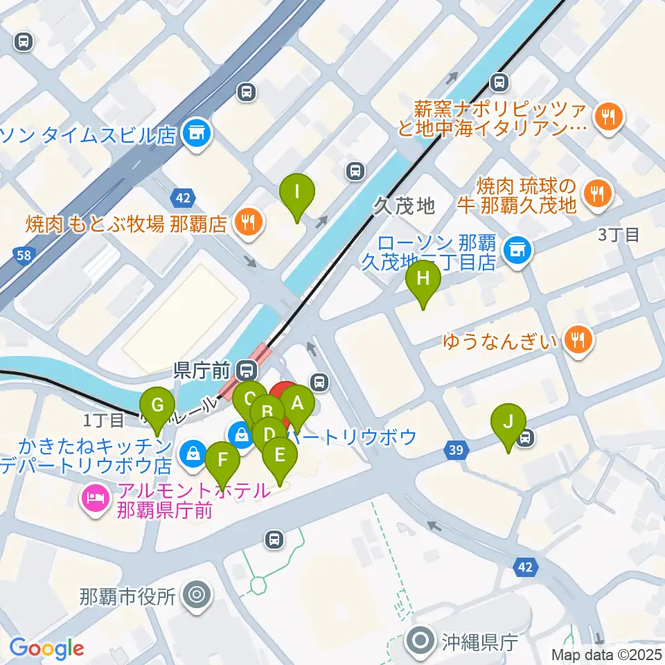タワーレコード那覇店周辺のカフェ一覧地図