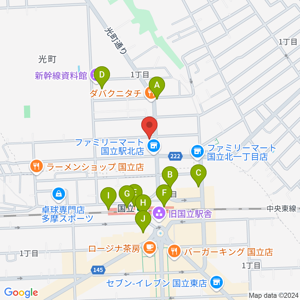 KEY-NOTE音楽教室 国立東京本校周辺のカフェ一覧地図