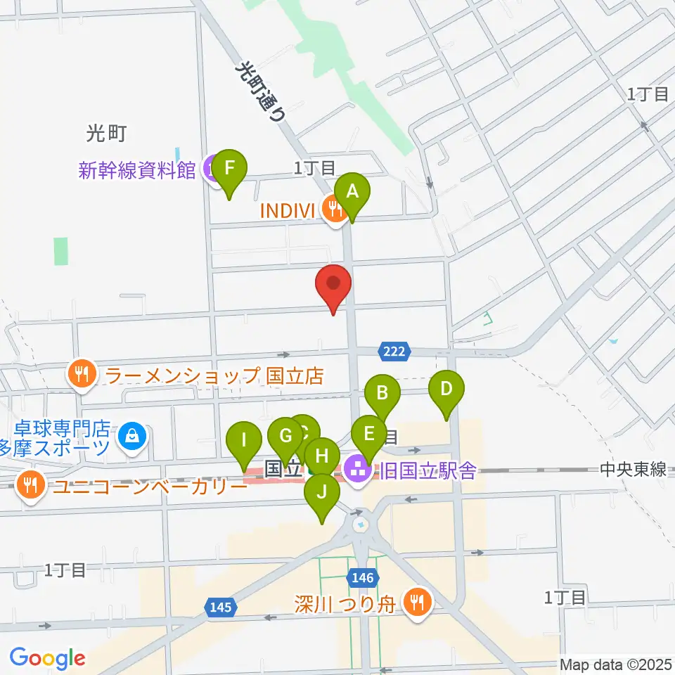 KEY-NOTE音楽教室周辺のカフェ一覧地図