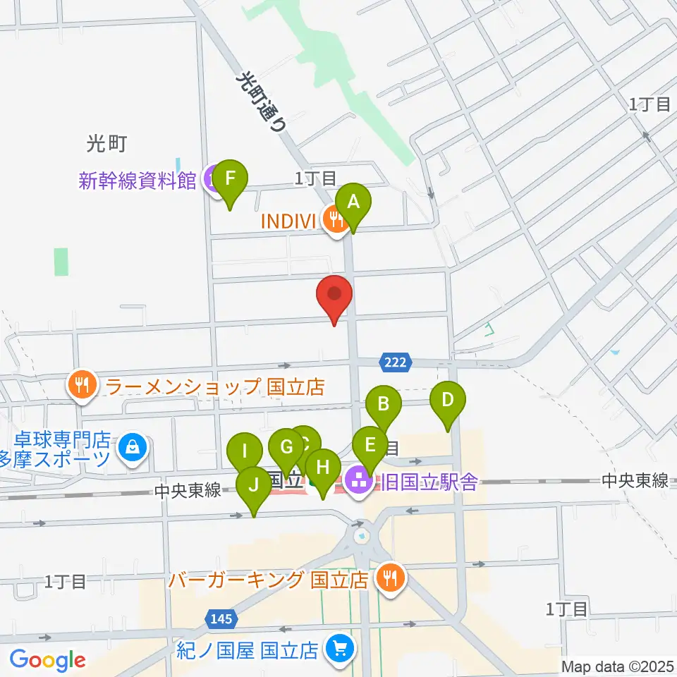 KEY-NOTE音楽教室周辺のカフェ一覧地図