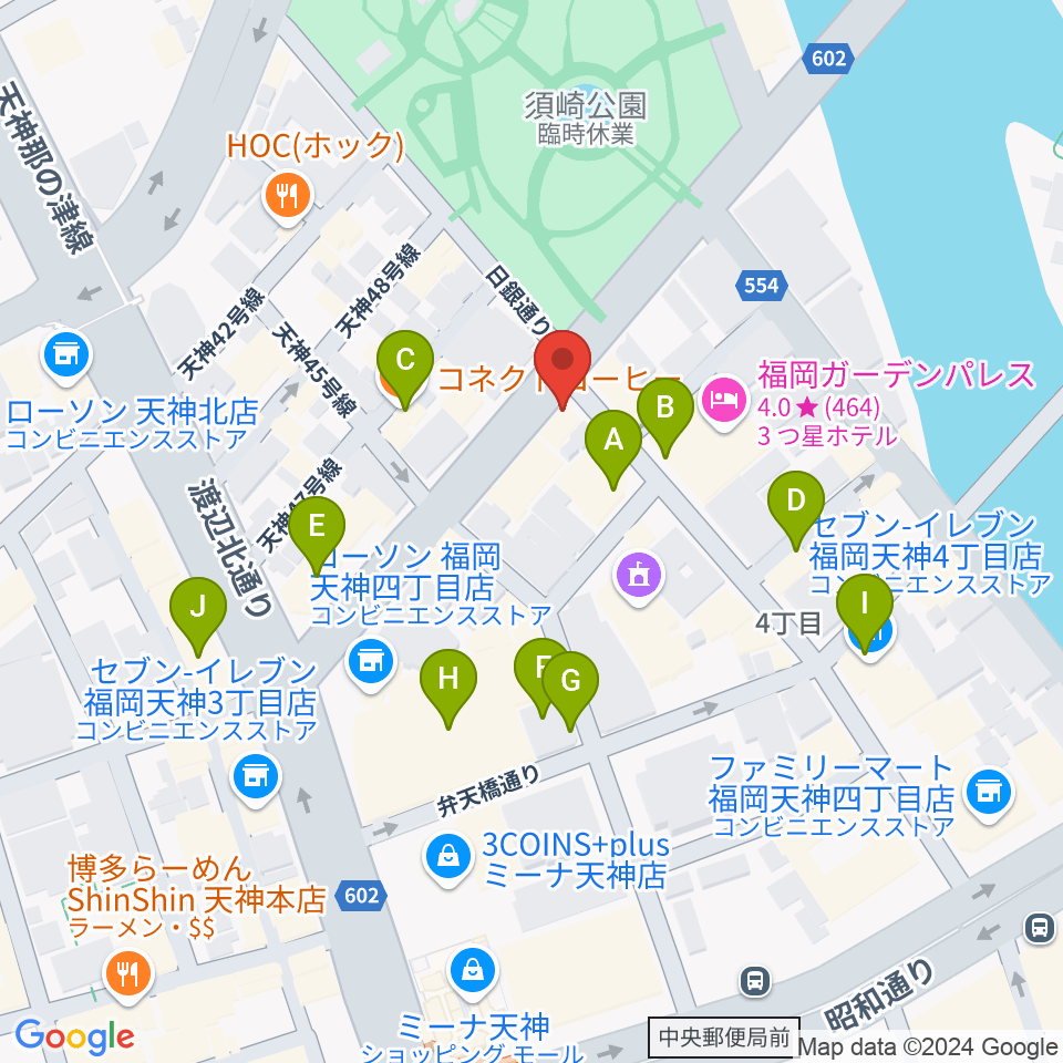 FineSound 天神店周辺のカフェ一覧地図